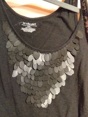 Lane Bryant Black Sequin Scoop Neck Tank